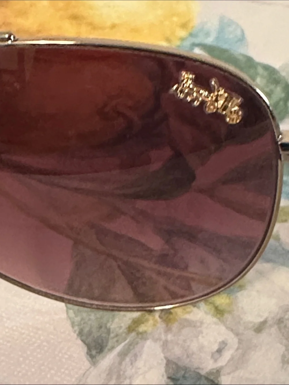 Coach Gold Metal Sunglasses with Burgundy Lenses